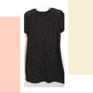 H&M Black T-shirt dress, black leather accent